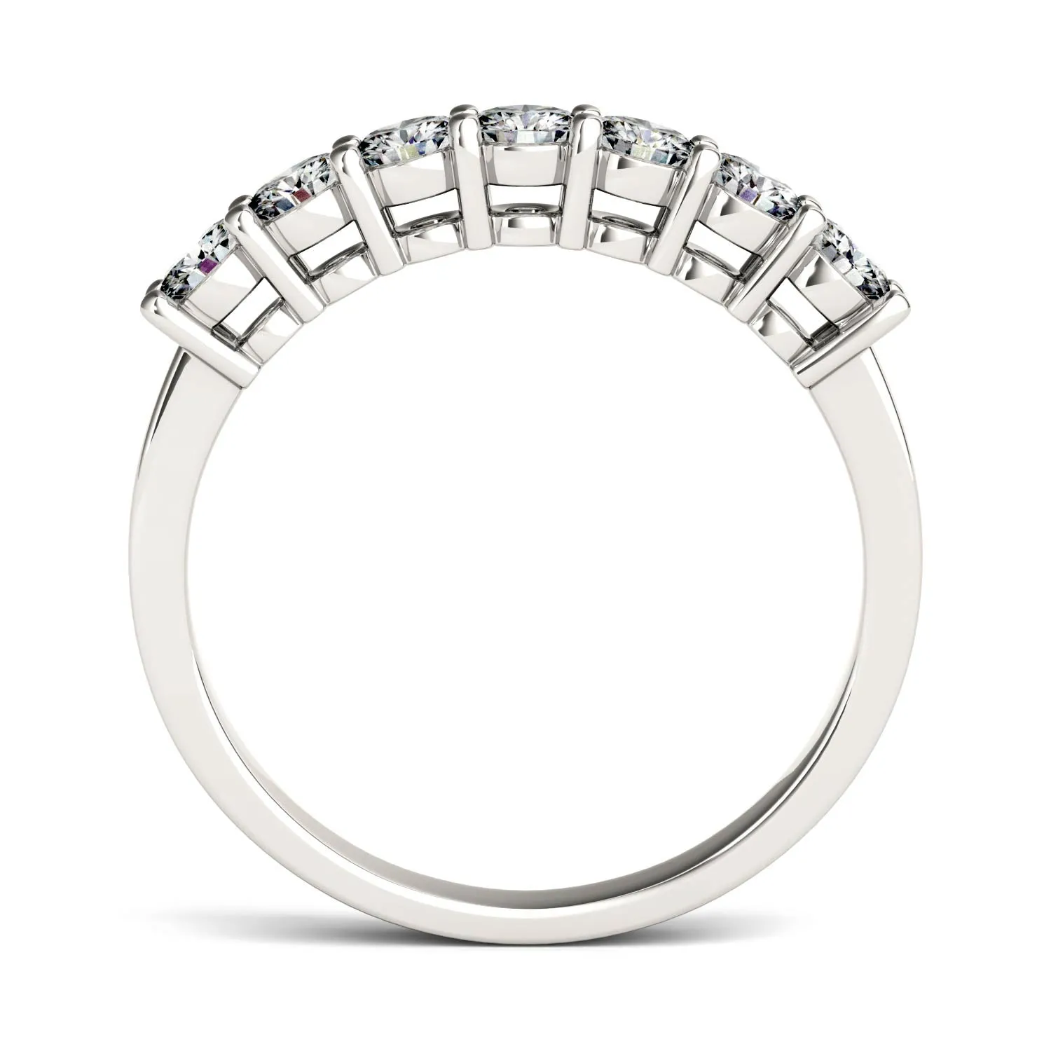 0.70 CTW DEW Round Moissanite Seven-Stone Anniversary Band in 14K White Gold