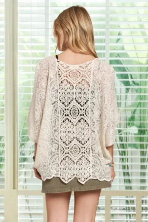 ADORA Batwing Sleeves Crochet Lace Knit Cover Up