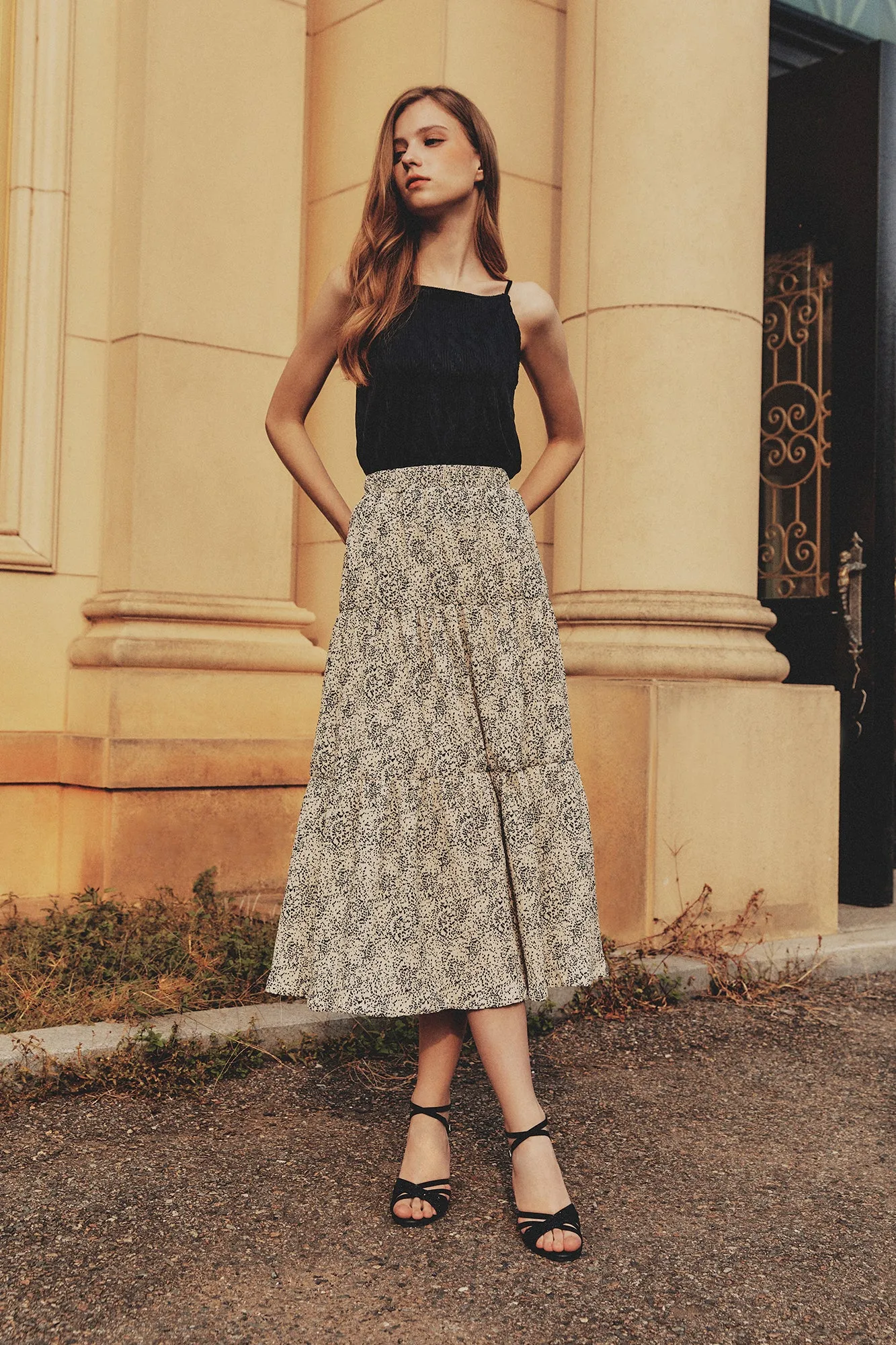 All Over Print Tiered Skirt