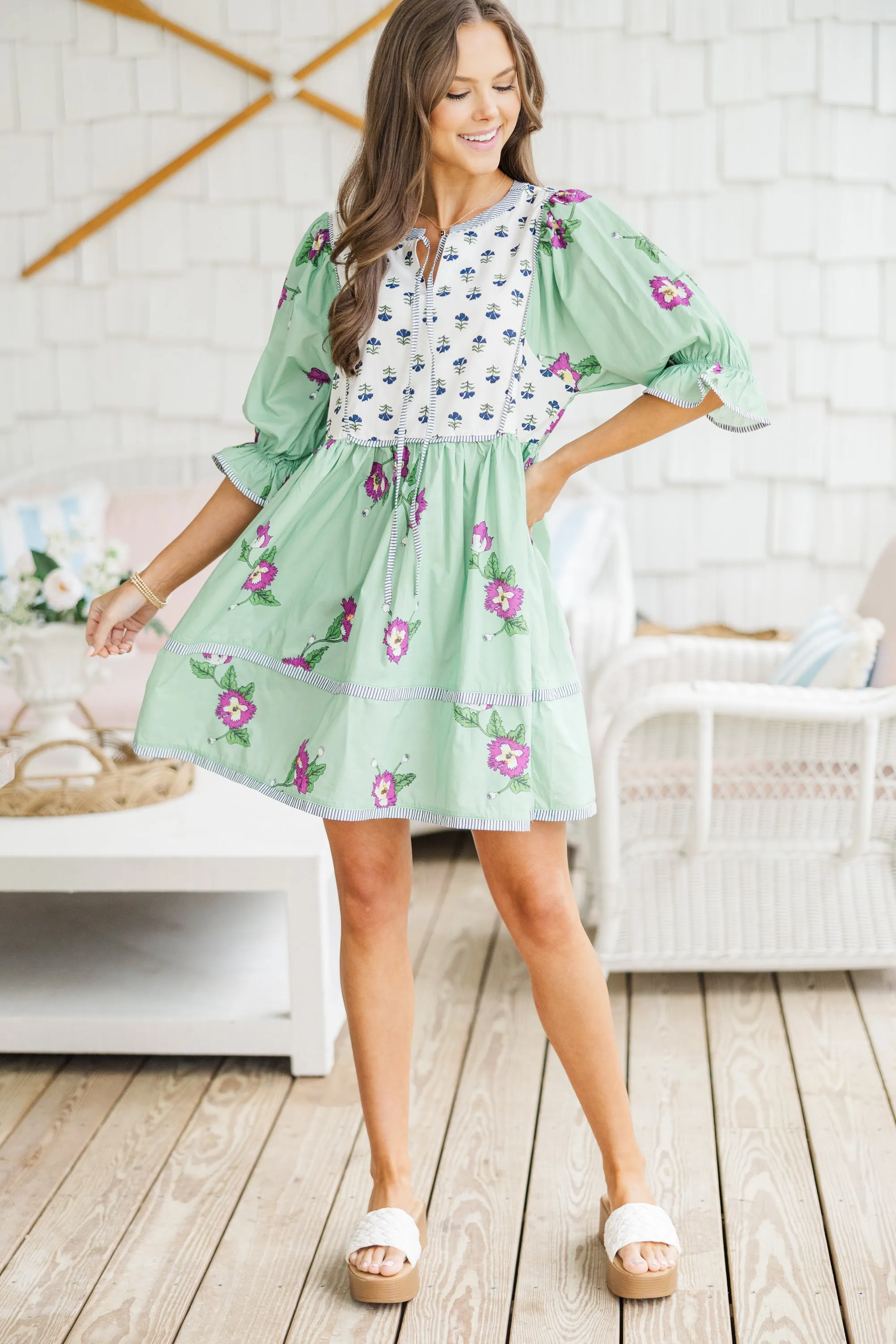 All The Good Green Medallion Dress