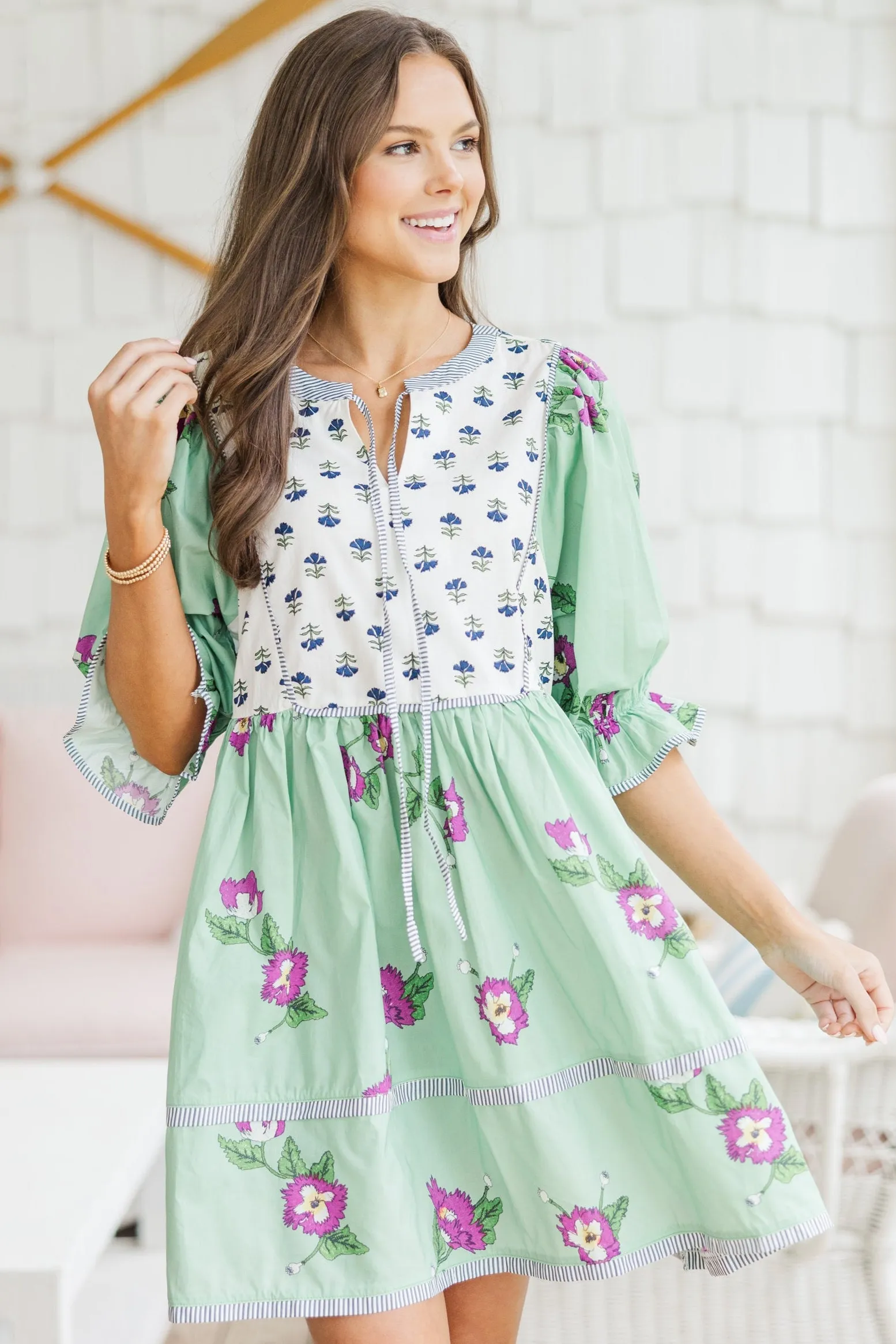 All The Good Green Medallion Dress