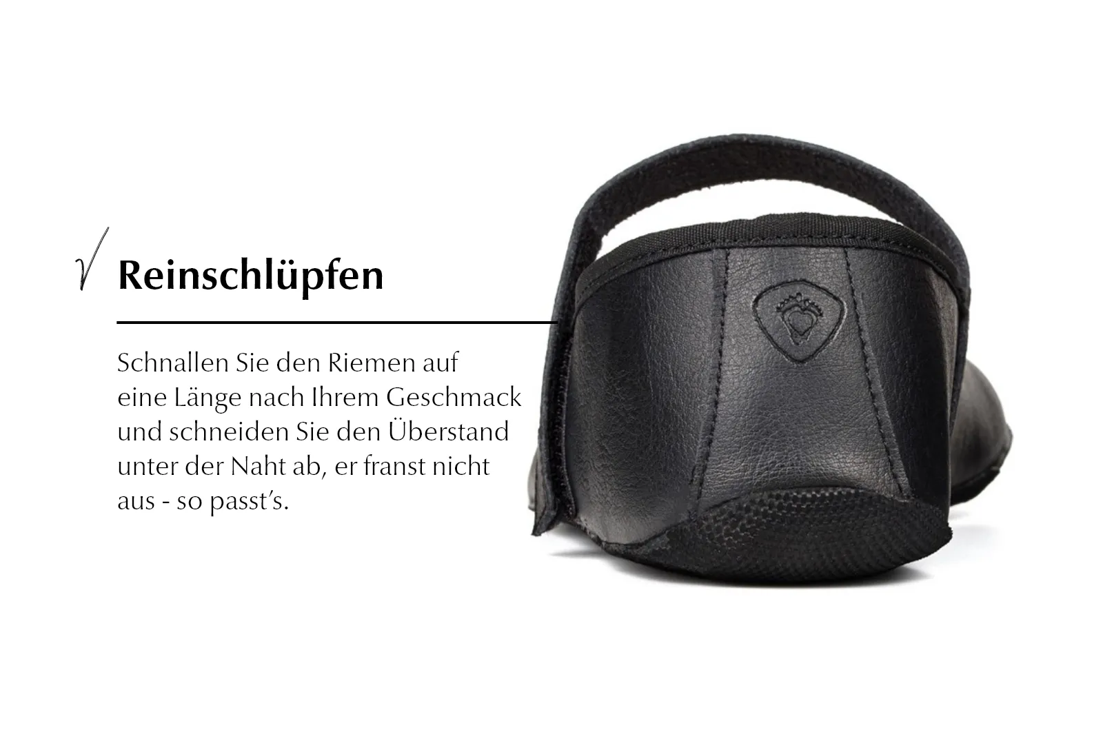 Ananda Barfuß-Ballerinas für schmale Füße - Schwarz