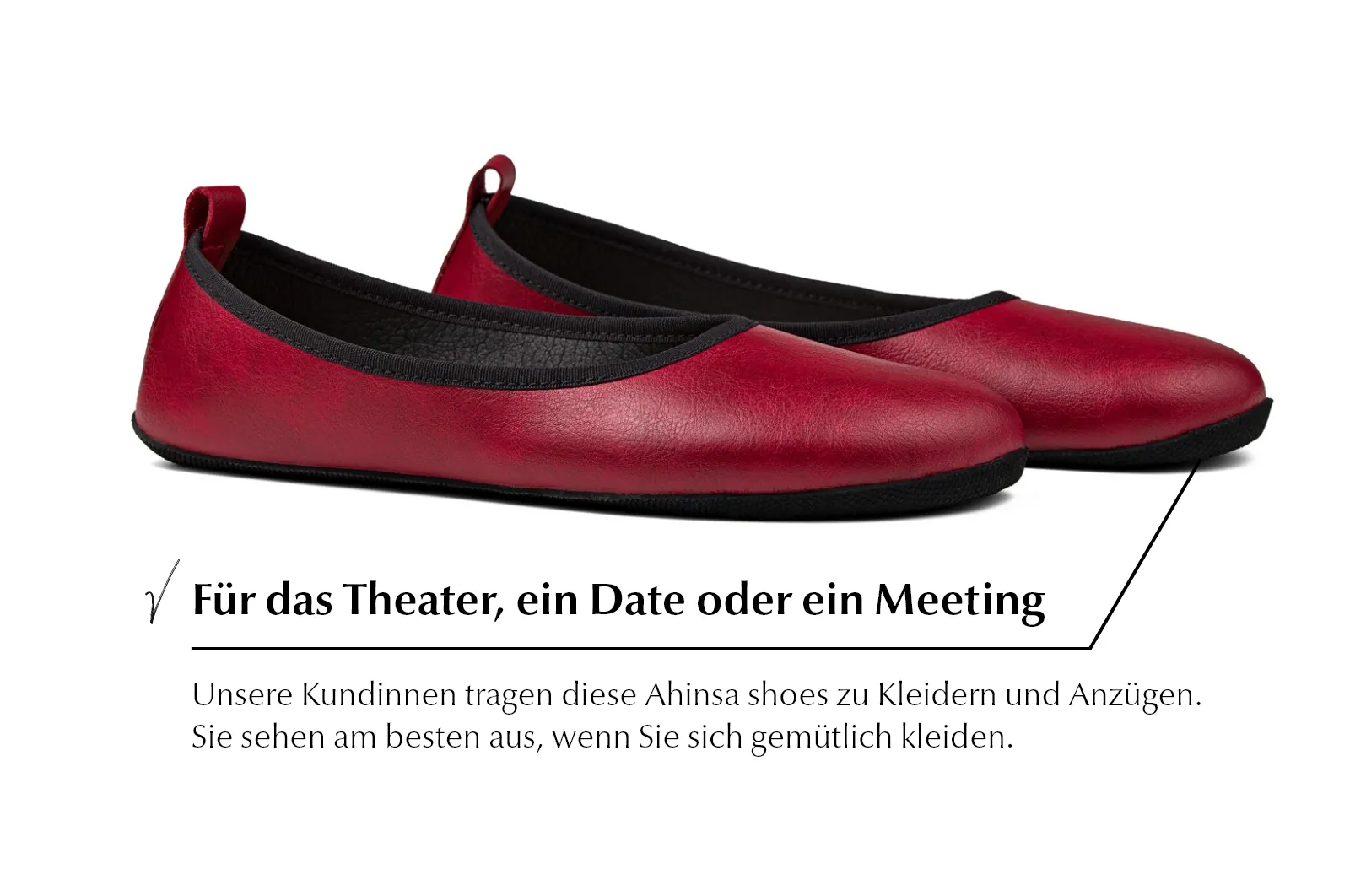 Ananda Extra-Schmale Barfuß-Ballerinas - Burgunderrot