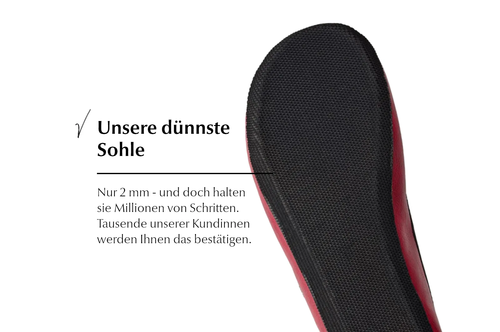 Ananda Extra-Schmale Barfuß-Ballerinas - Burgunderrot