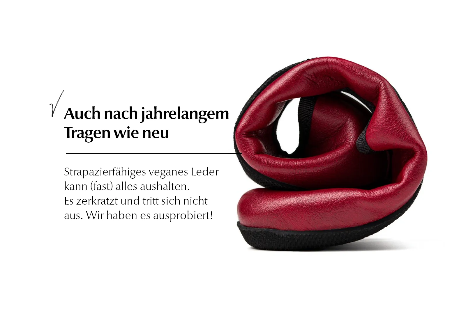 Ananda Extra-Schmale Barfuß-Ballerinas - Burgunderrot