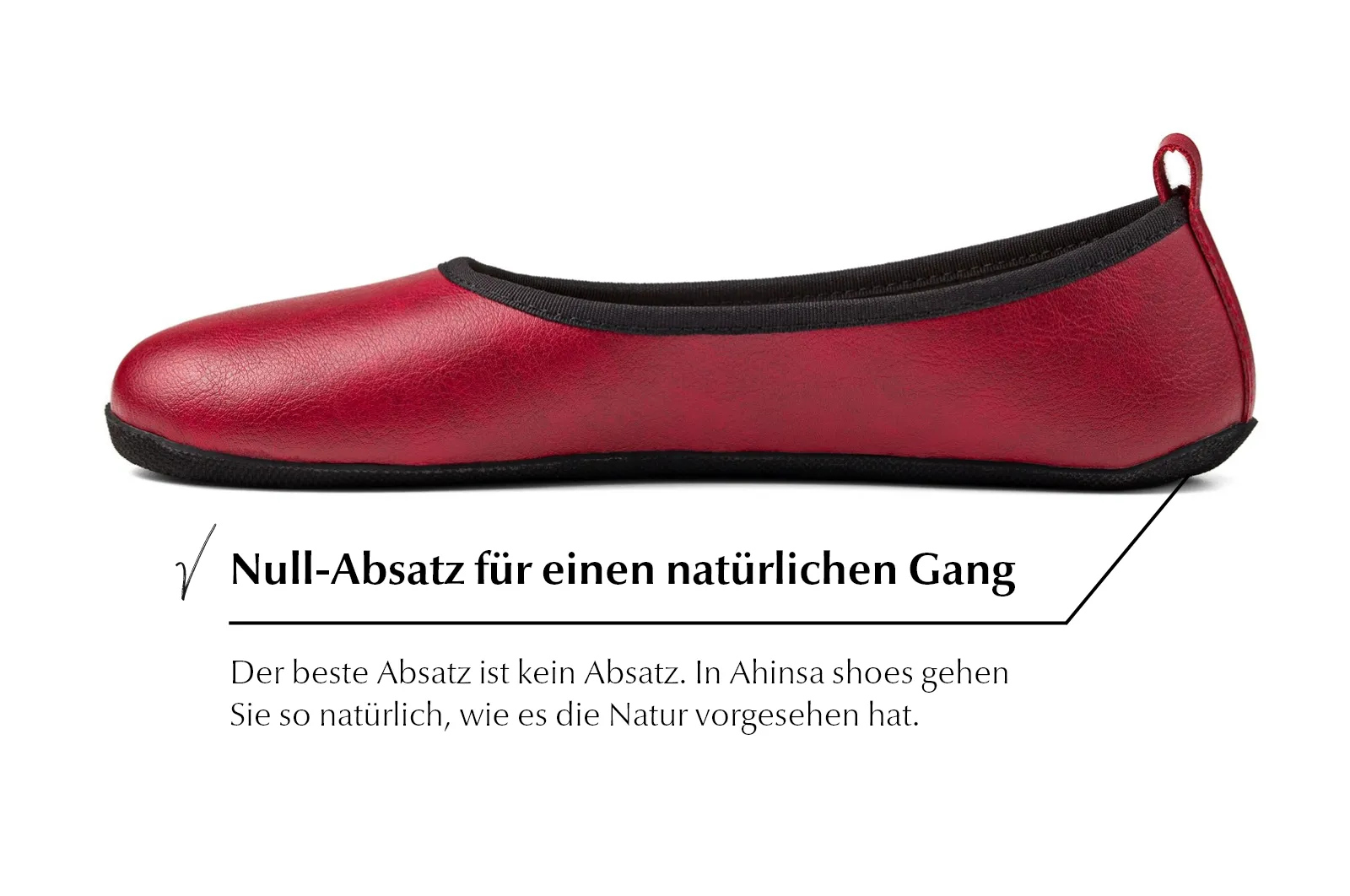 Ananda Extra-Schmale Barfuß-Ballerinas - Burgunderrot