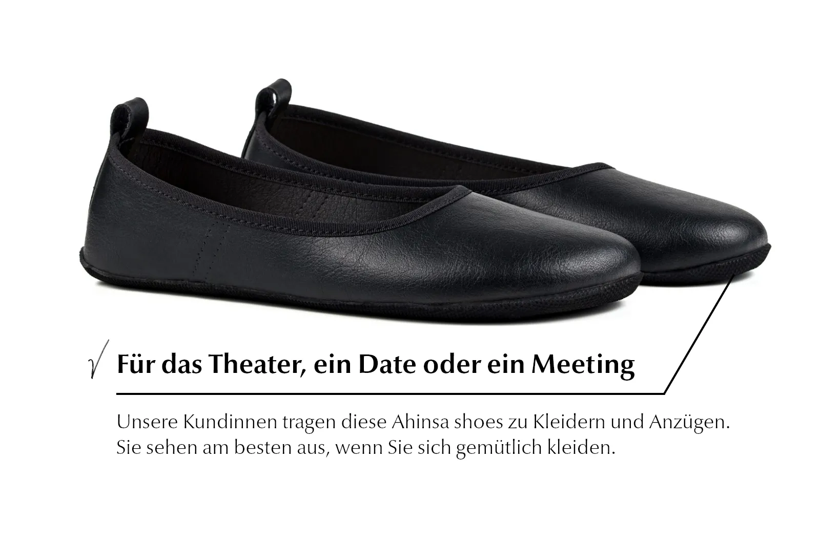 Ananda Extra-Schmale Barfuß-Ballerinas - Schwarz