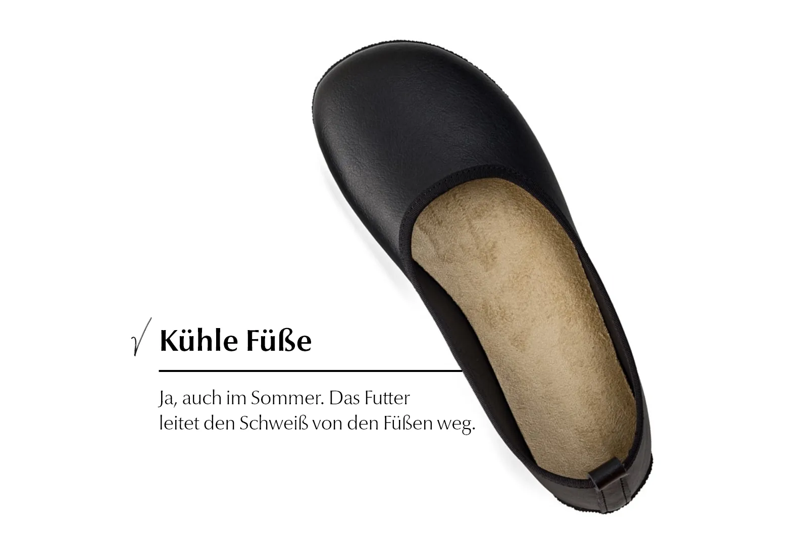 Ananda Extra-Schmale Barfuß-Ballerinas - Schwarz