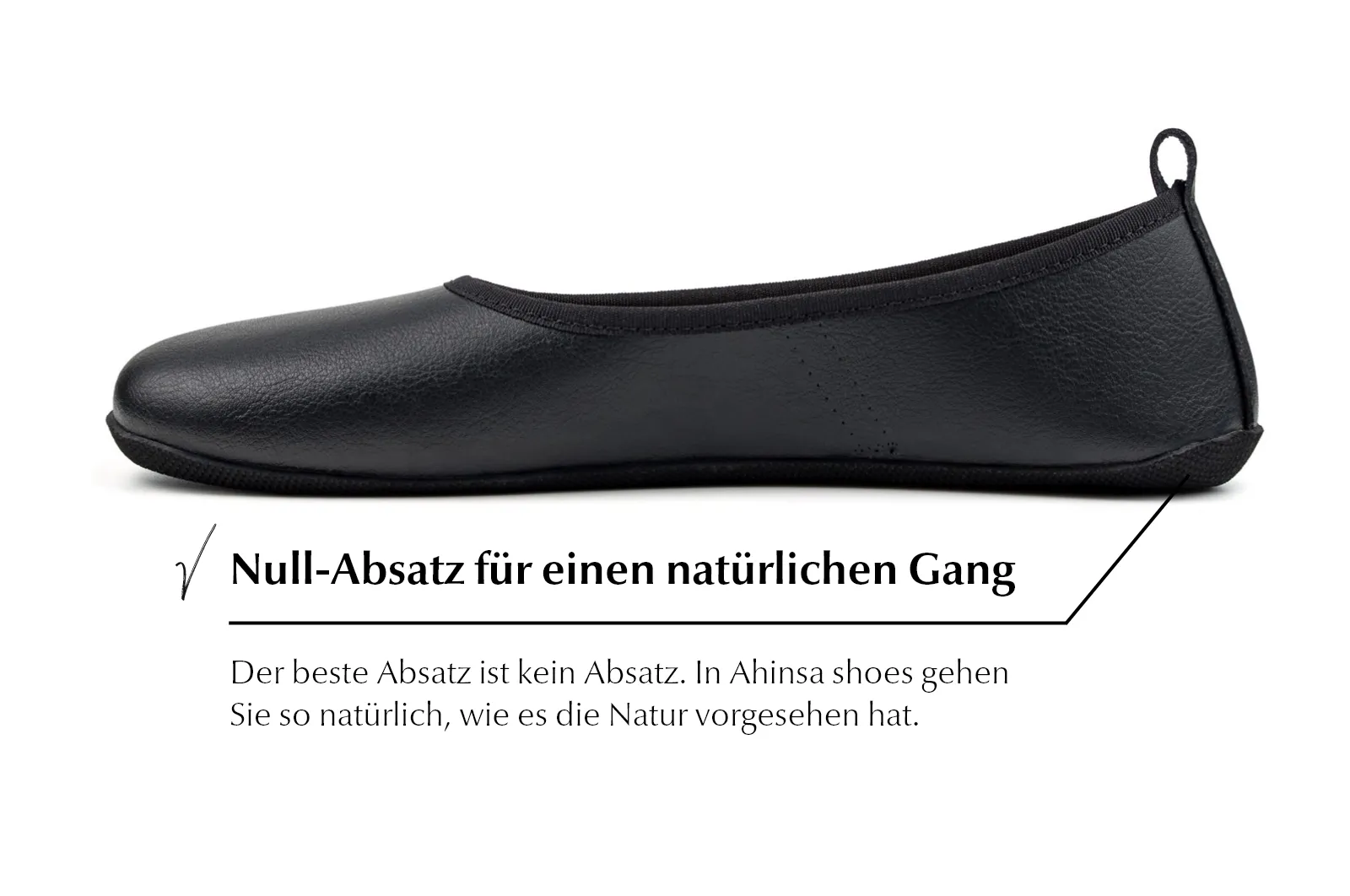 Ananda Extra-Schmale Barfuß-Ballerinas - Schwarz