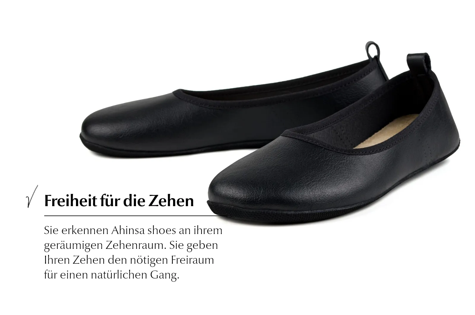 Ananda Extra-Schmale Barfuß-Ballerinas - Schwarz