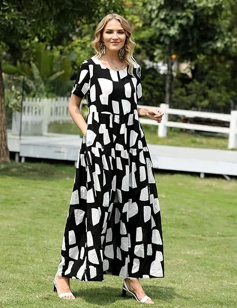 Ava | Boho Floral Maxi Dress with Pockets - Cotton Summer Kaftan