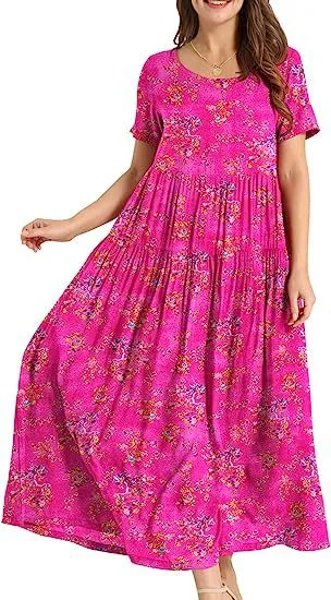 Ava | Boho Floral Maxi Dress with Pockets - Cotton Summer Kaftan
