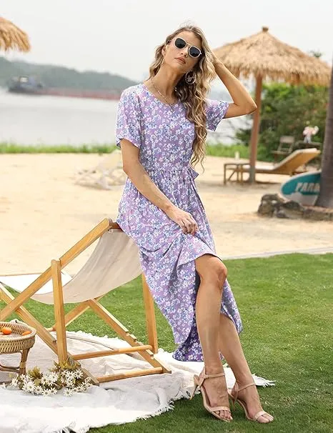 Ava | Boho Floral Maxi Dress with Pockets - Cotton Summer Kaftan