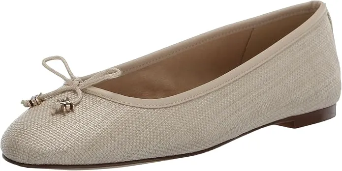 Ballet Flats Sam Edelman Slip Felicia Wide Rounded Toe Light On Robust Flexible Waterproof Natural