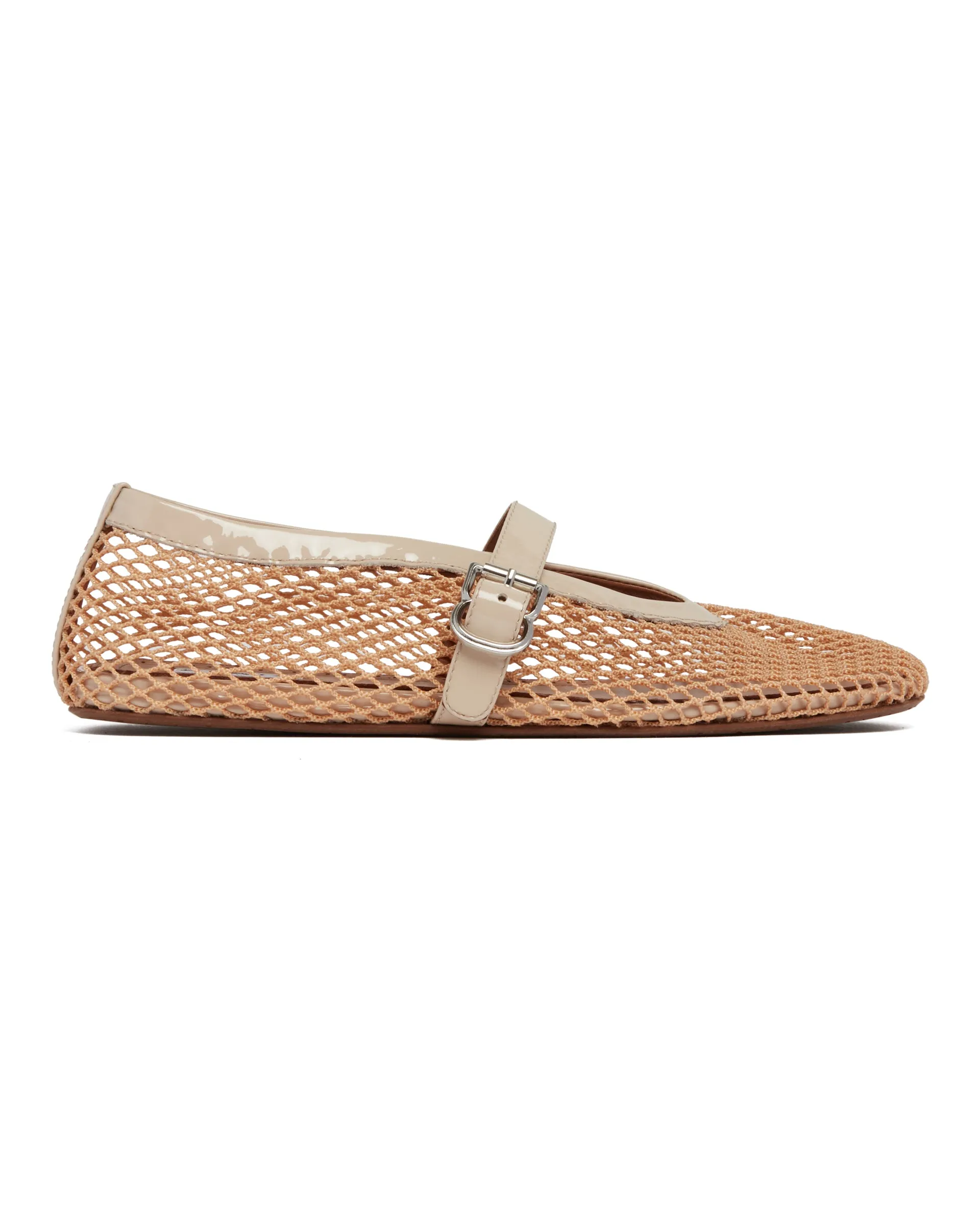 Beige Fishnet Ballet Flats
