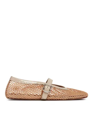 Beige Fishnet Ballet Flats