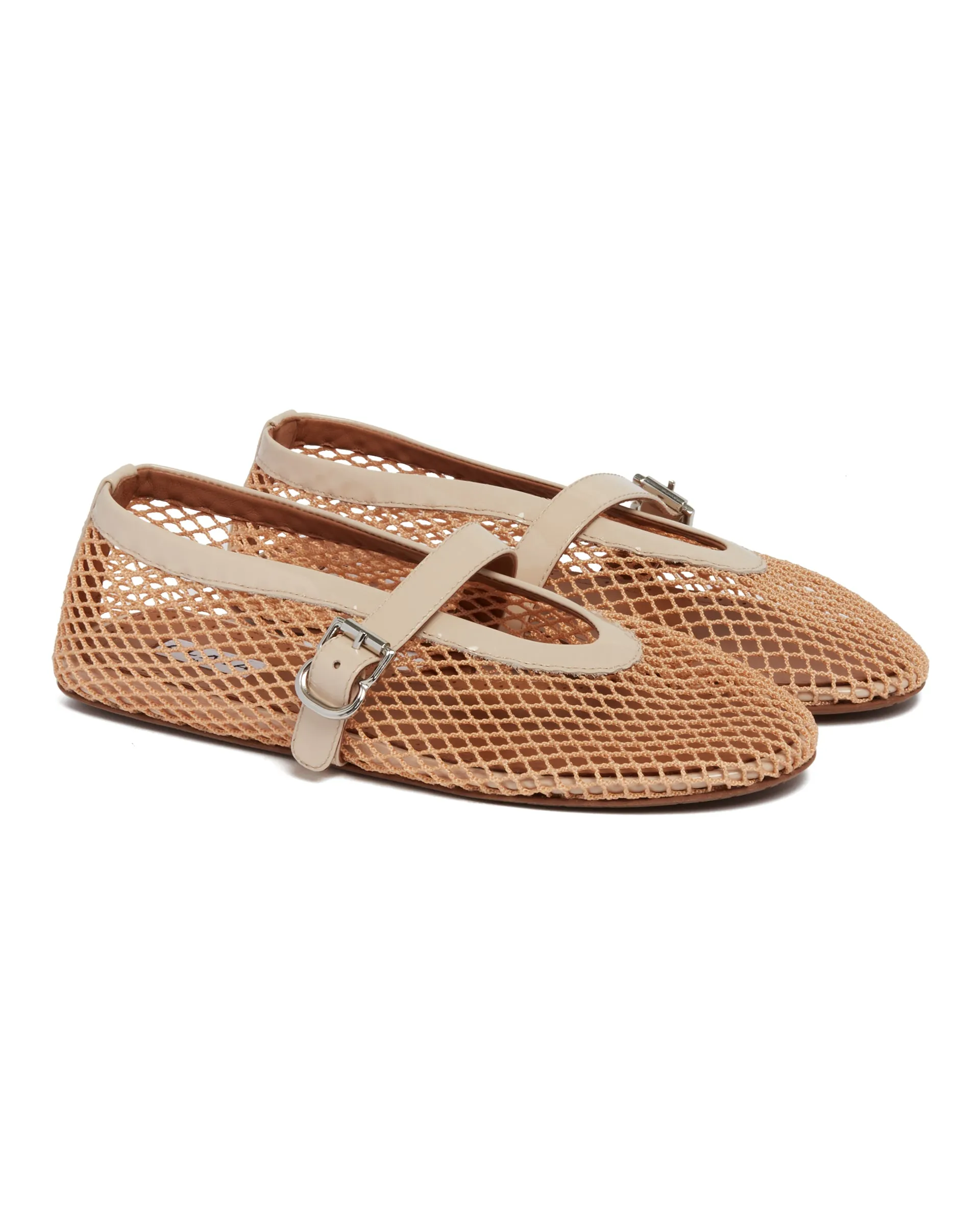 Beige Fishnet Ballet Flats
