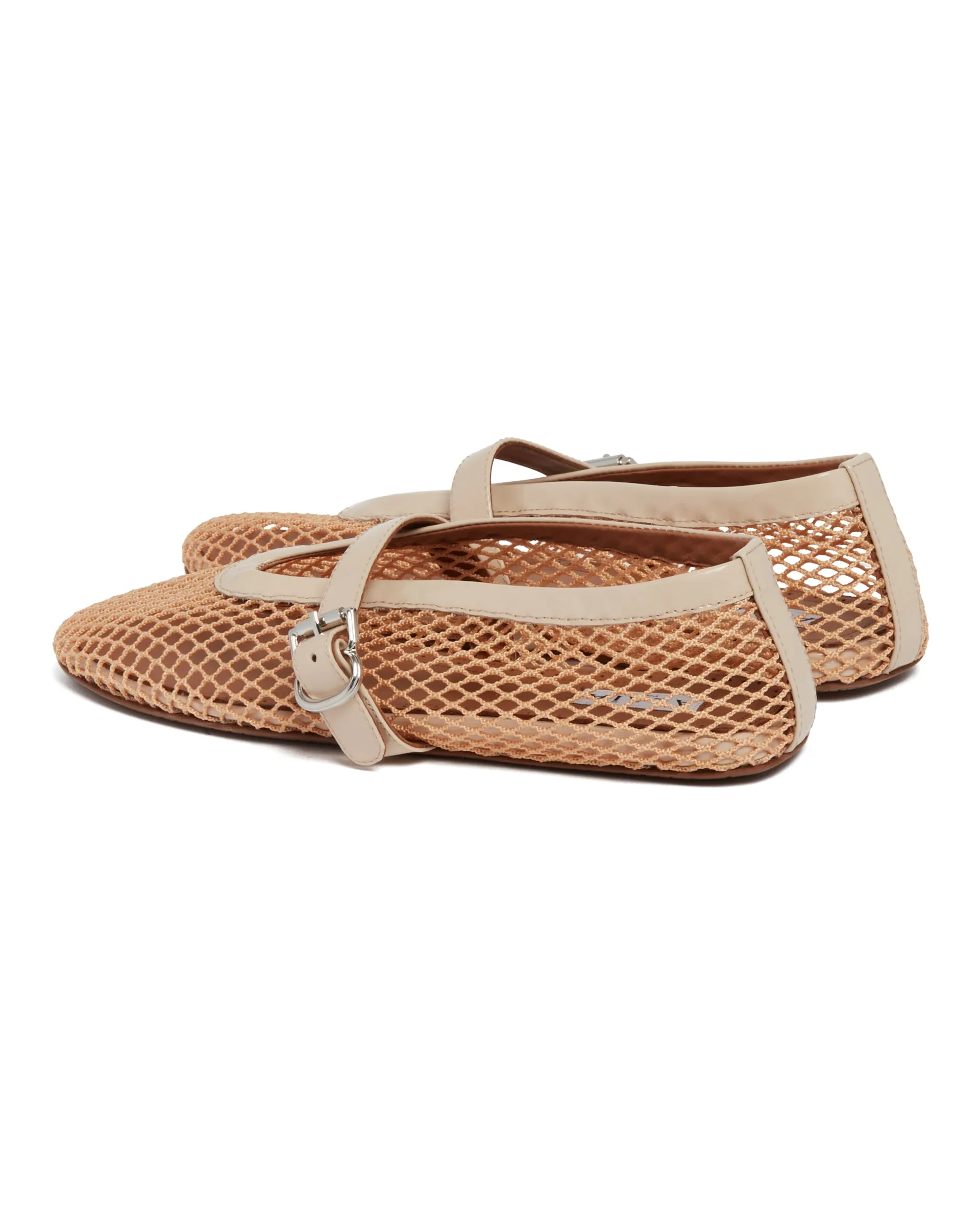 Beige Fishnet Ballet Flats