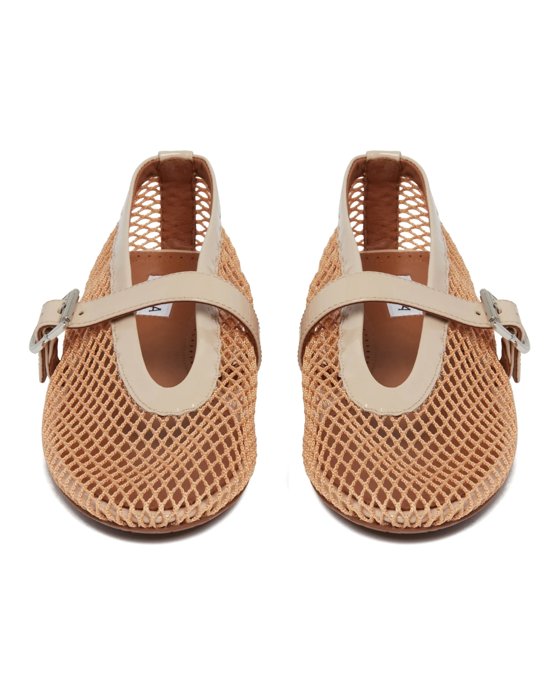 Beige Fishnet Ballet Flats