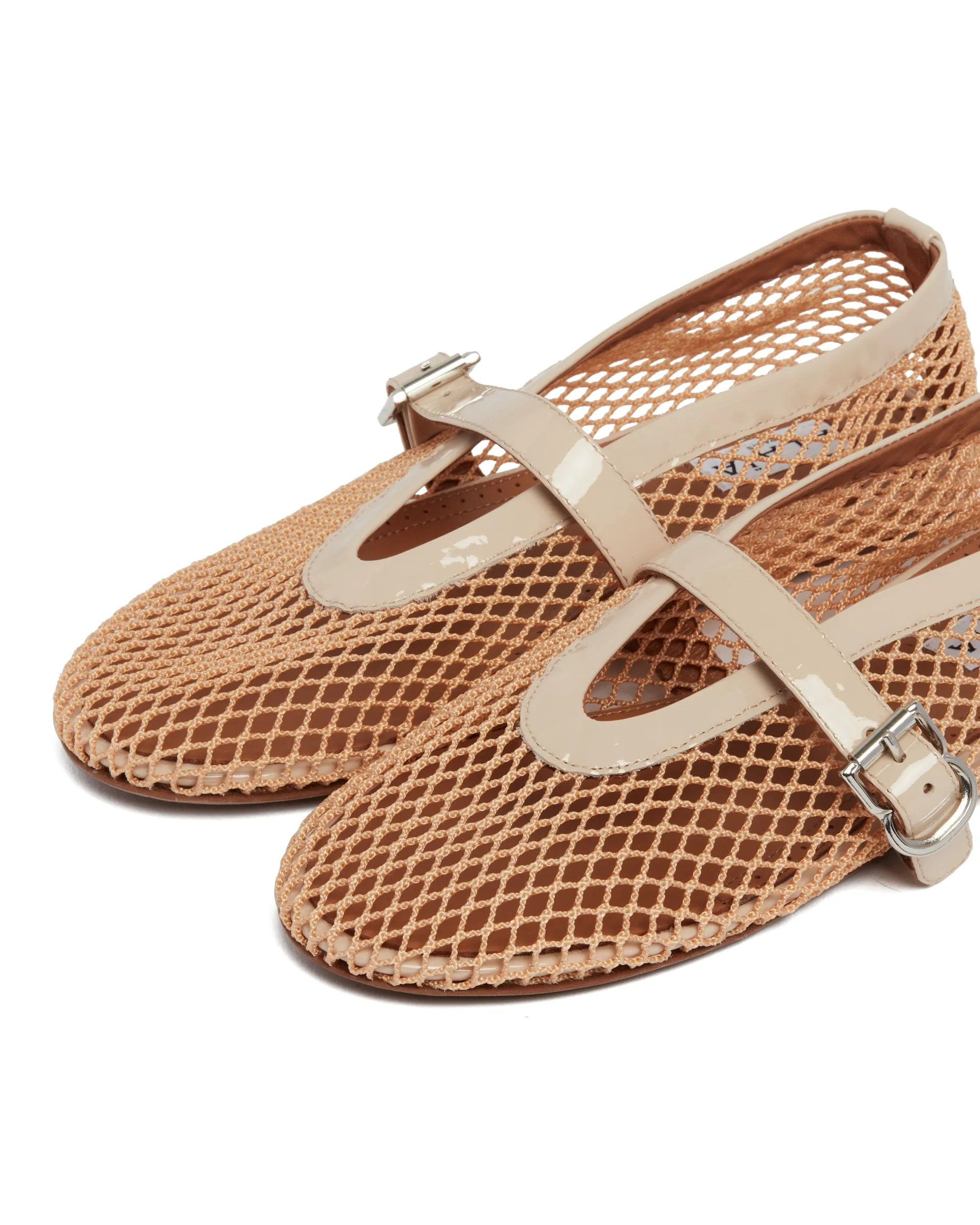Beige Fishnet Ballet Flats