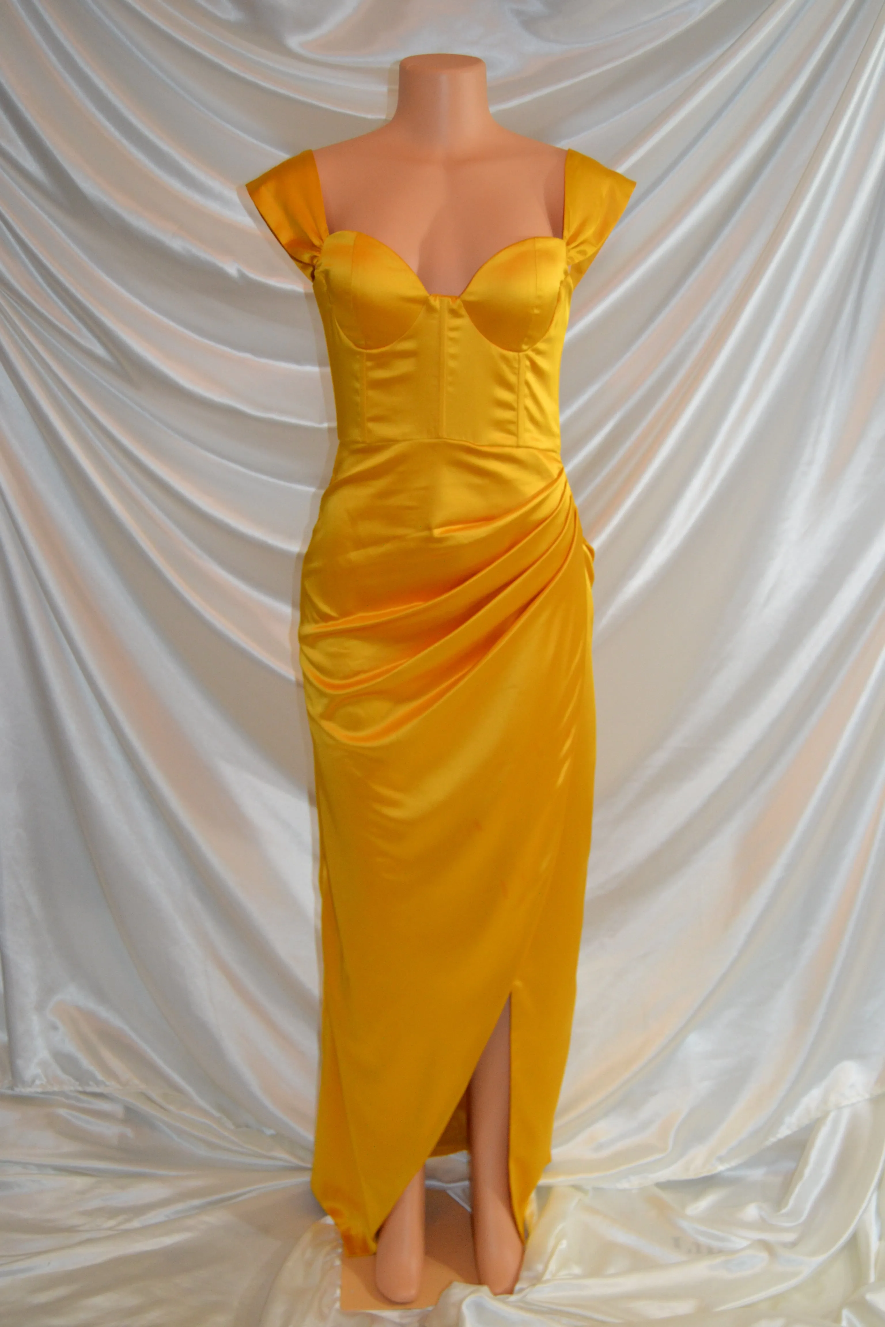 Belle Satin Corset Gown x Gold
