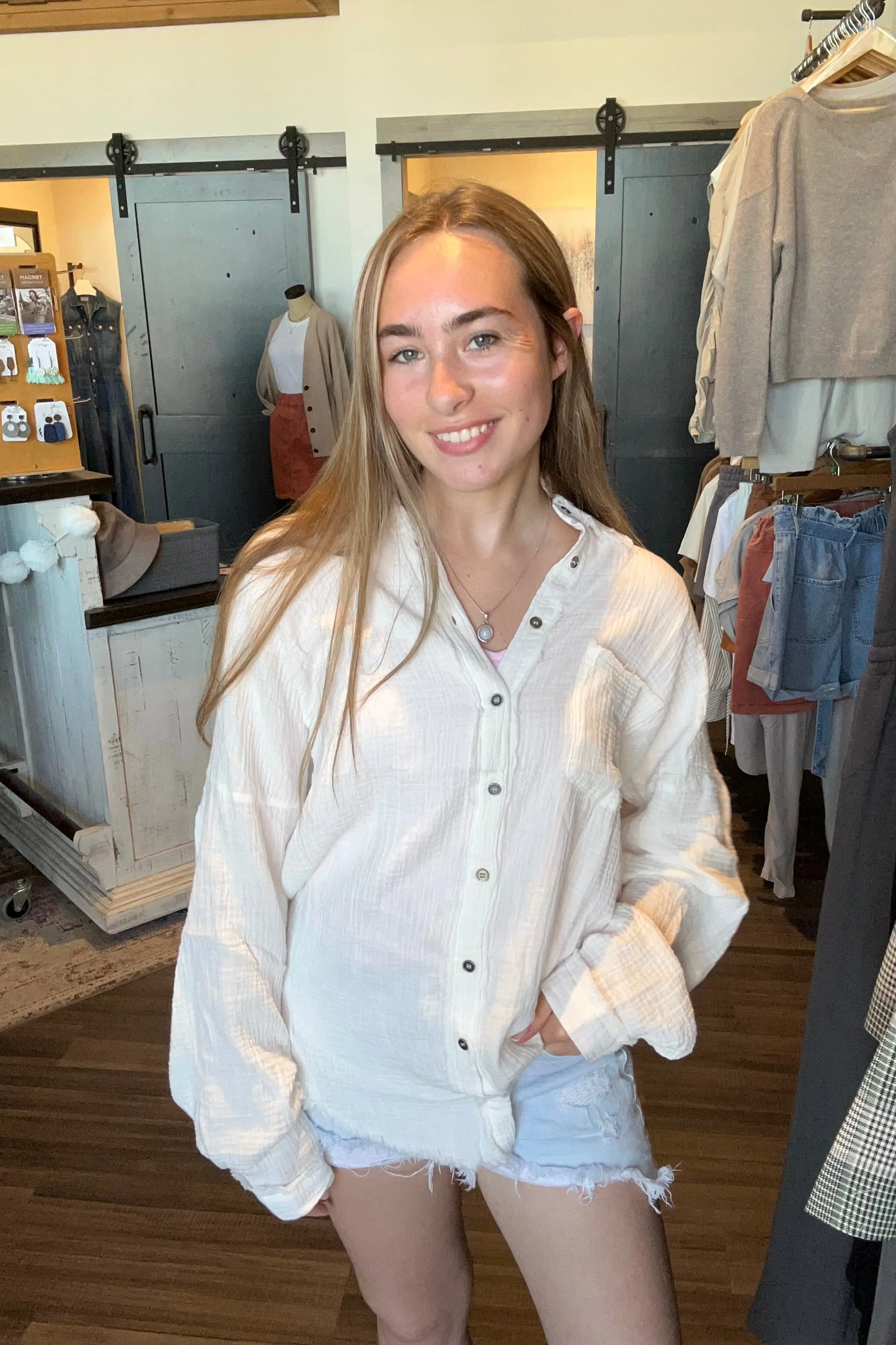 Bianca Gauze Button Down--2 colors