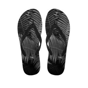 Black and White Fern Leaf Hawaiian Flip Flops: The Perfect Addition to Your Island Outfit