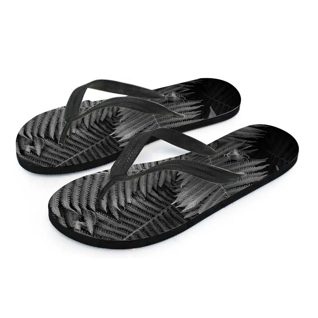 Black and White Fern Leaf Hawaiian Flip Flops: The Perfect Addition to Your Island Outfit