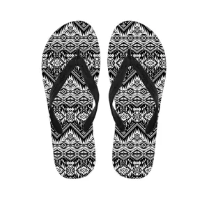 Black and White Navajo Print Hawaiian Outfit Flip Flops