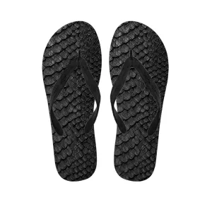 Black Snakeskin Print Hawaiian Flip Flops: The Perfect Addition to Your Hawaiian Outfit