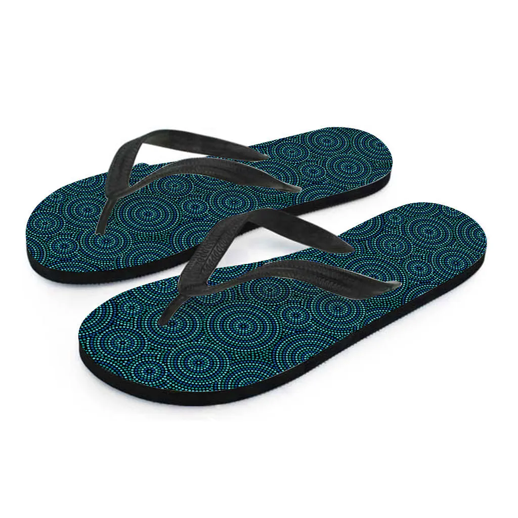 Blue Aboriginal Dot Pattern Hawaiian Flip Flops: The Perfect Addition to Your Hawaiian Outfit