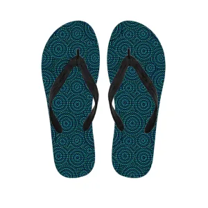 Blue Aboriginal Dot Pattern Hawaiian Flip Flops: The Perfect Addition to Your Hawaiian Outfit