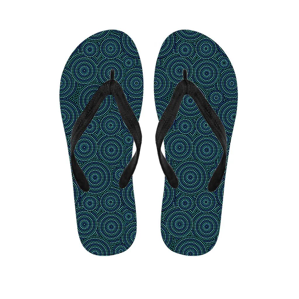 Blue Aboriginal Dot Pattern Hawaiian Flip Flops: The Perfect Addition to Your Hawaiian Outfit