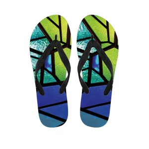 Blue and Green Stained Glass Hawaiian Flip Flops: Complete Your Island Look!