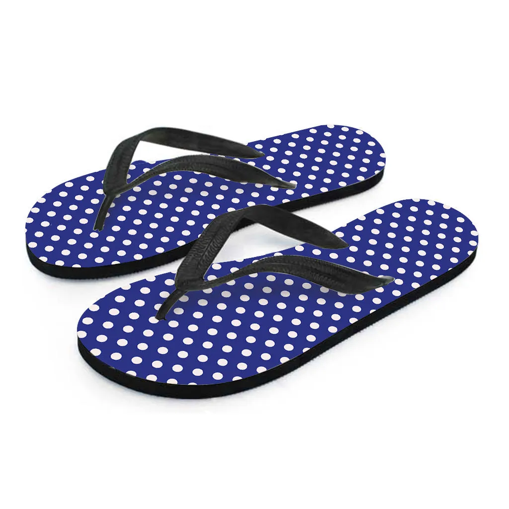Blue and White Polka Dot Hawaiian Flip Flop Ensemble