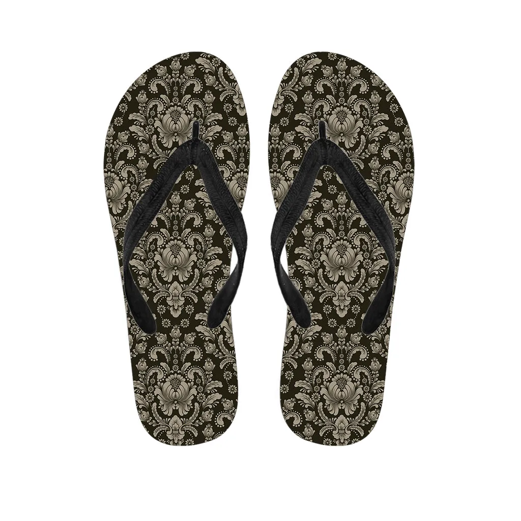 Breezy Brown Damask Hawaiian Flip Flops: The Perfect Pairing for Your Island Outfit
