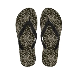 Breezy Brown Damask Hawaiian Flip Flops: The Perfect Pairing for Your Island Outfit