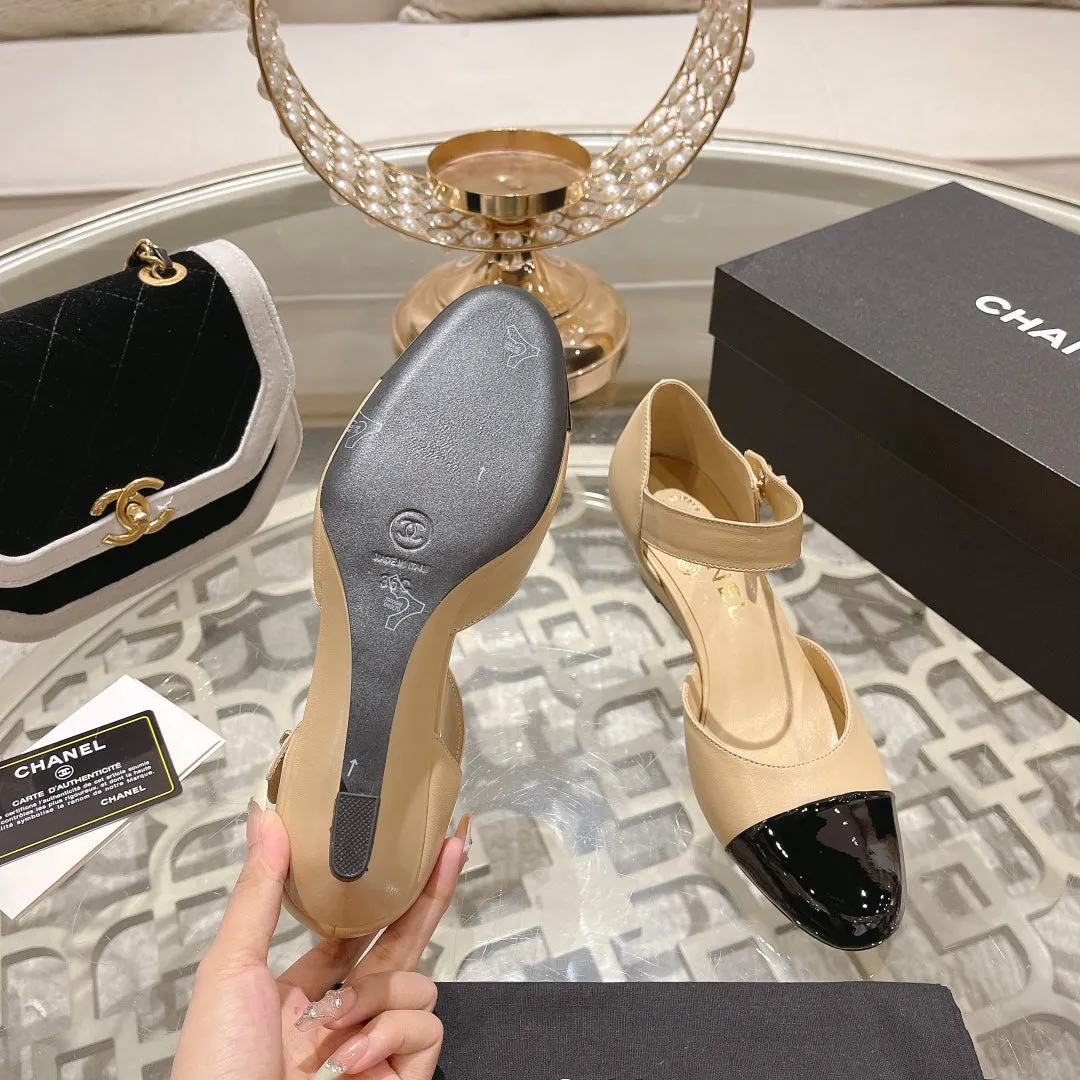 cc ballet 6cm beige black wedge heel