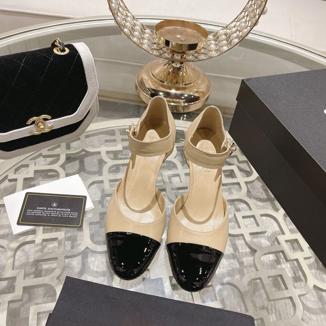 cc ballet 6cm beige black wedge heel