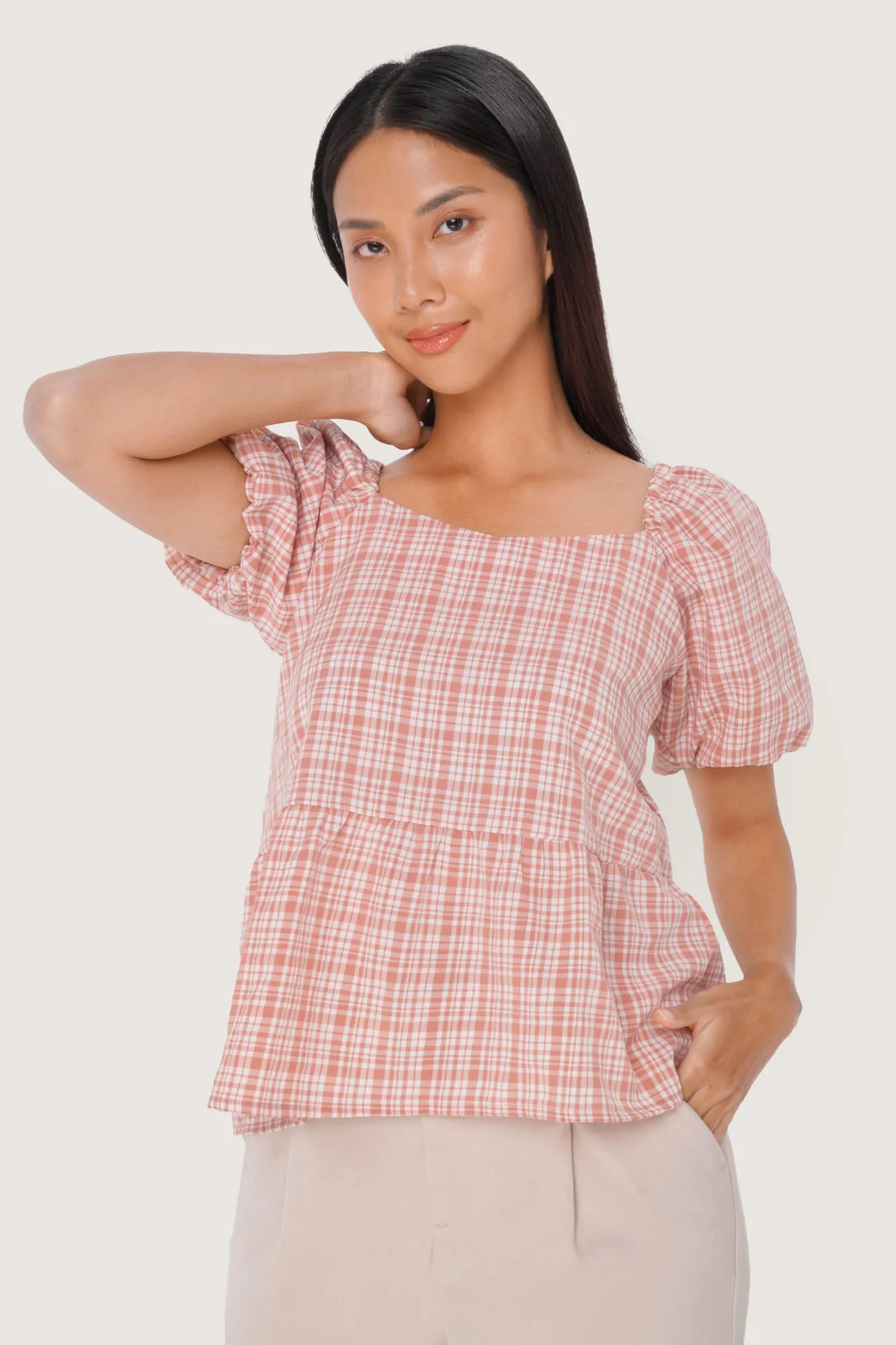 Checkered Babydoll Top