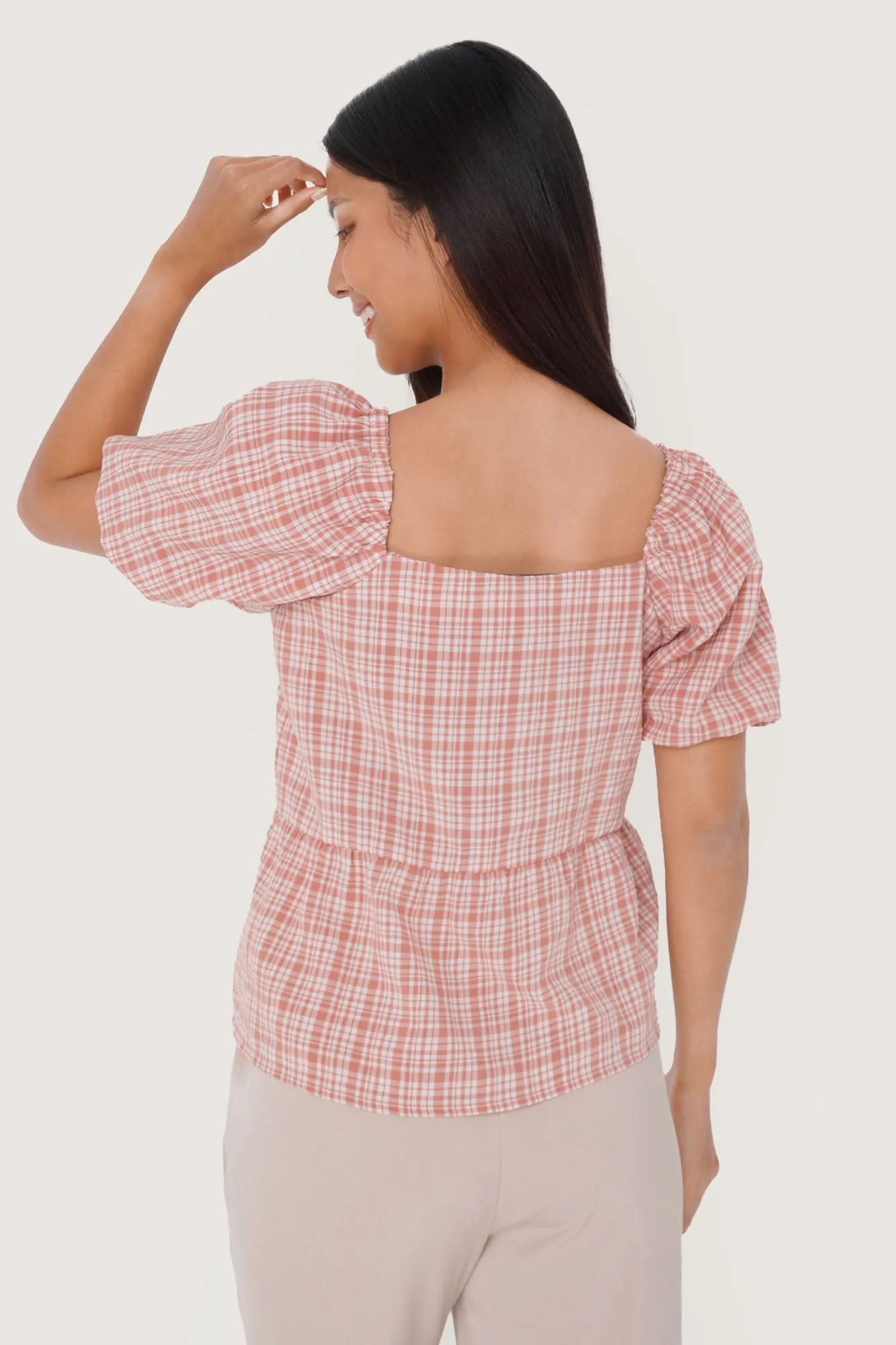 Checkered Babydoll Top