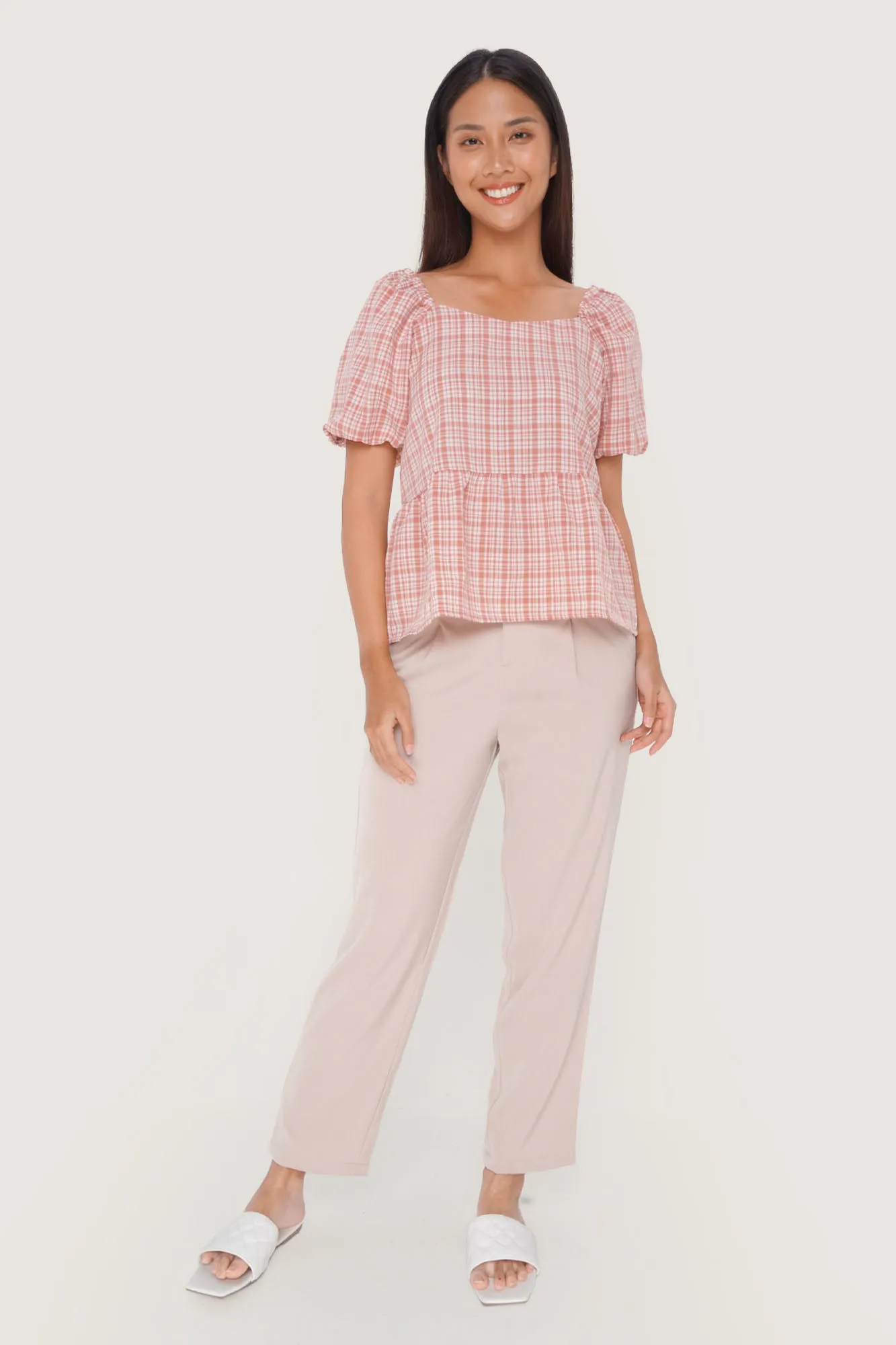 Checkered Babydoll Top
