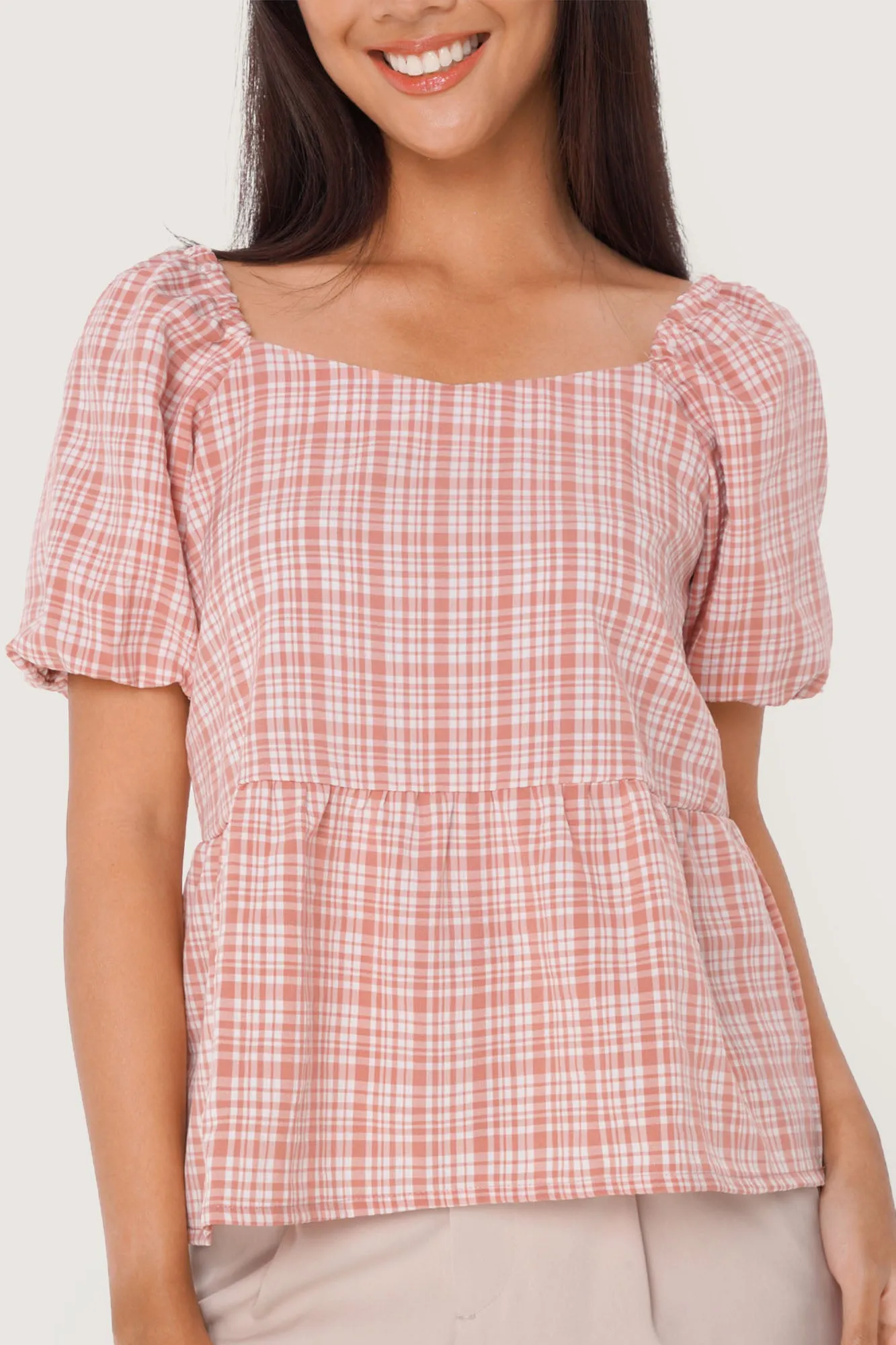 Checkered Babydoll Top