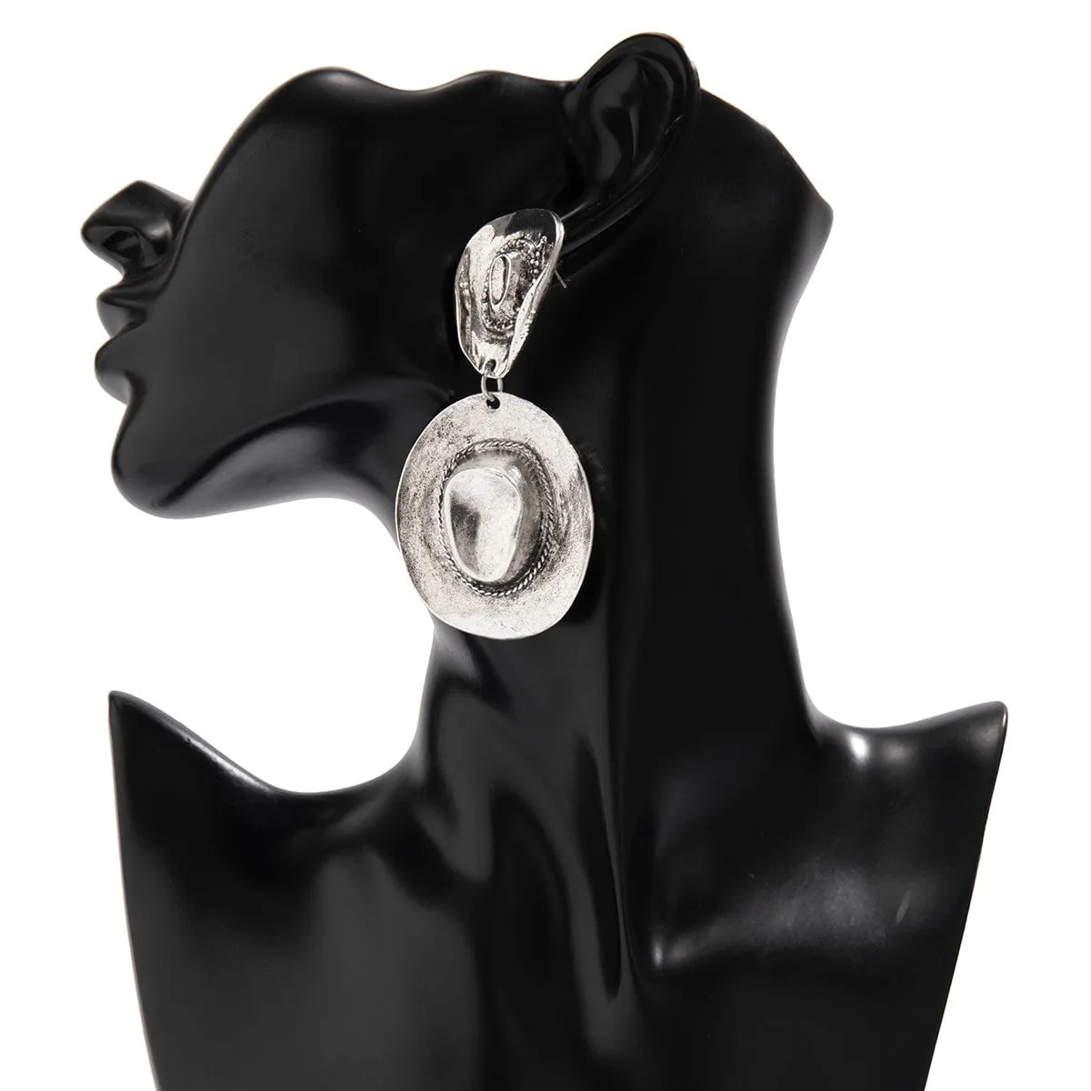 Chic Gold Silver Plated Cowboy Hat Dangle Earrings