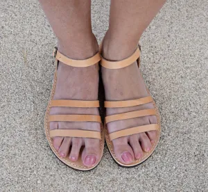Classic leather ankle strap sandals