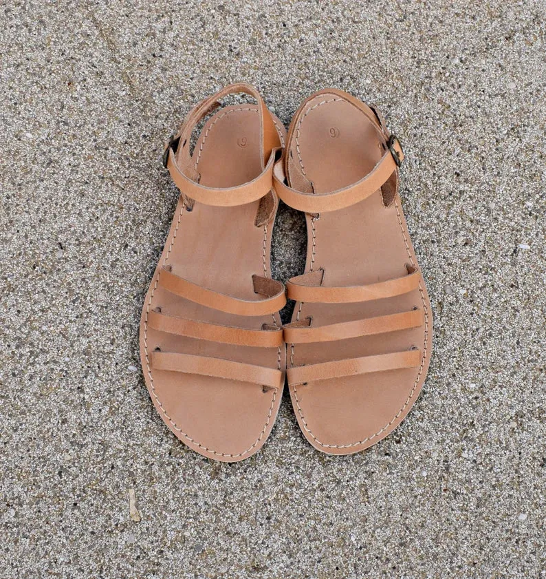 Classic leather ankle strap sandals