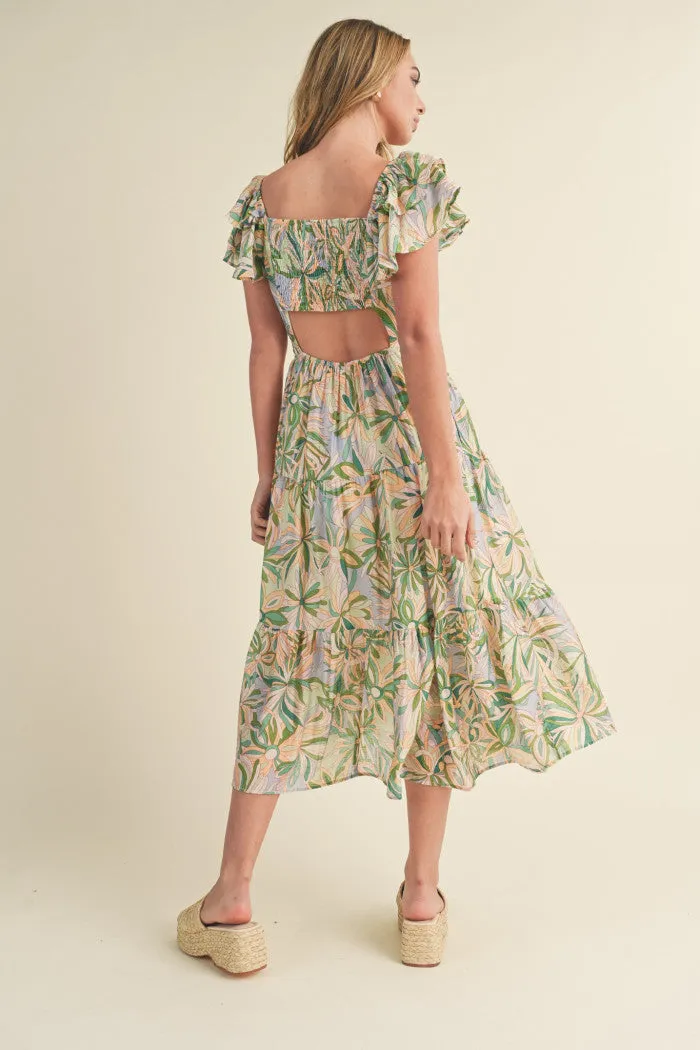 Cut Out Back Floral Dress