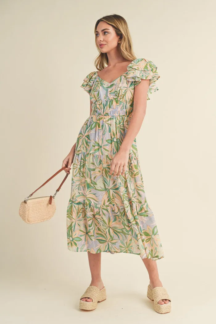 Cut Out Back Floral Dress
