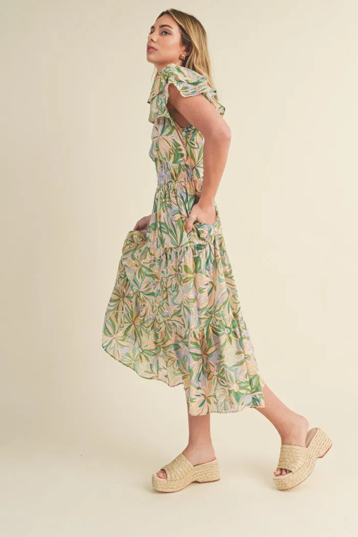 Cut Out Back Floral Dress