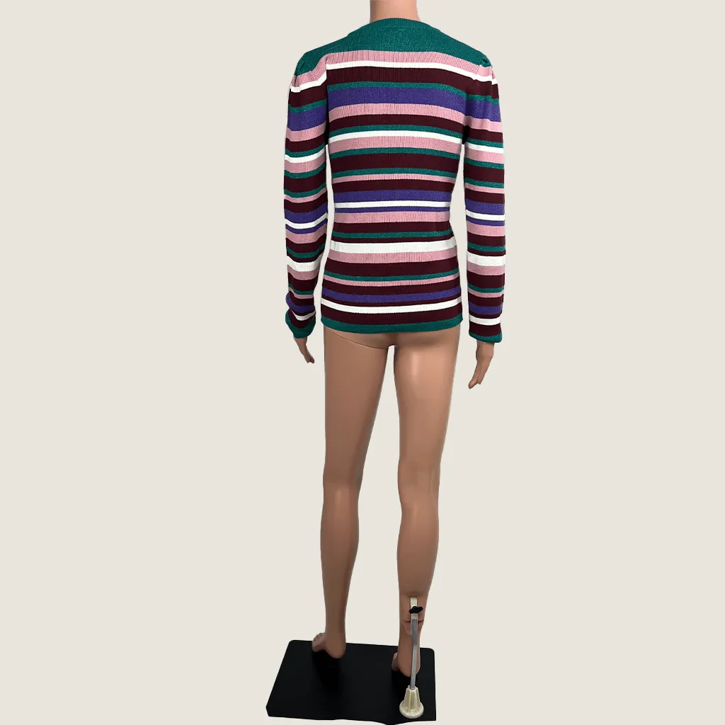 Dotti Striped Knit Long Sleeve Jumper XS